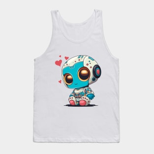 Cartoon robot in love. Tank Top